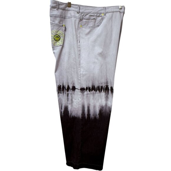 LOGO Lori Goldstein Smiley World Wide Leg Jeans Plus Size 28W Gray Tie Dye NWT - Picture 7 of 16